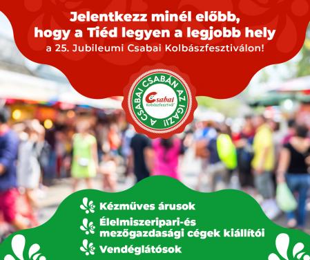 Árusok, kiállítók, vendéglátósok jelentkezését várjuk